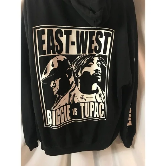 Unbranded Vtg Hip Hop Biggie vs Tupac East Coast vs West Coast Pullover Hoodie - Picture 8 of 8